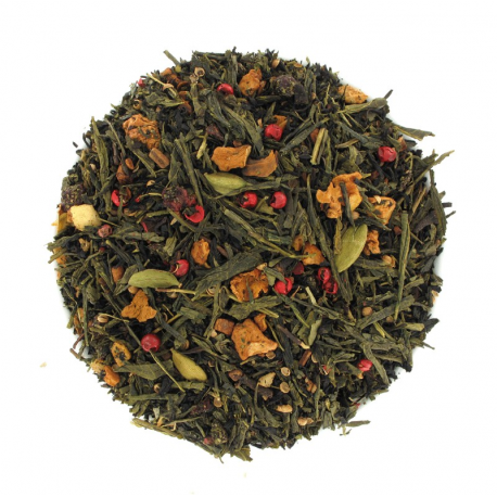 Cannelle Orange Épices, thé vert parfumé, en vrac