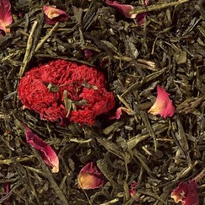 Grenade et Rose, thé vert parfuméGrenade et Rose, thé vert parfumé, en vrac