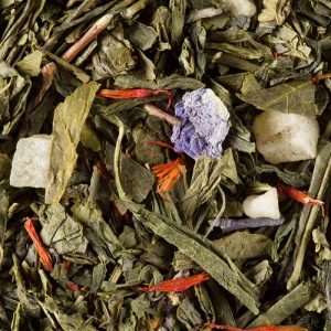 Macaron Cassis Violette, thé vertDAMMANN Macaron Cassis Violette, thé vert en vrac