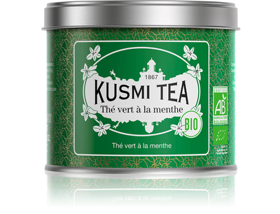 Kusmi, Menthe, thé vert Bio, boite ou sachets pour thé glacé