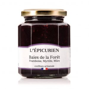 Confiture Baies de la Forêt Framboise, Myrtille, MûreL'ÉPICURIEN, Confiture Baies de la Forêt framboise myrtille mûre