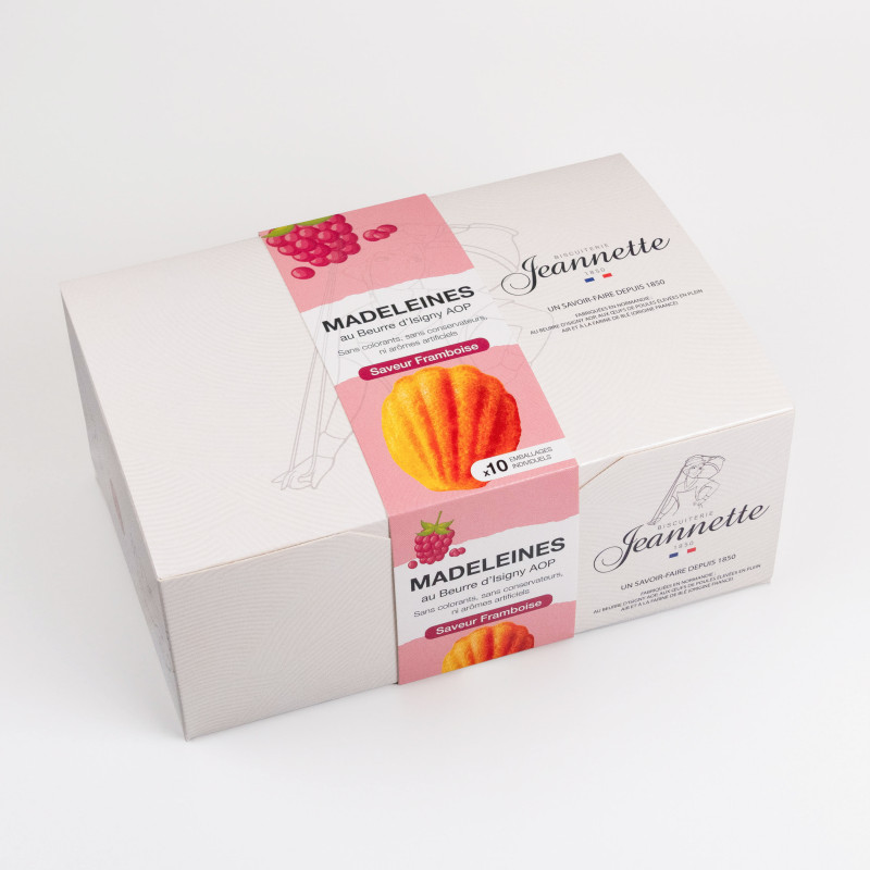 JEANNETTE, boite de 10 madeleines Framboise