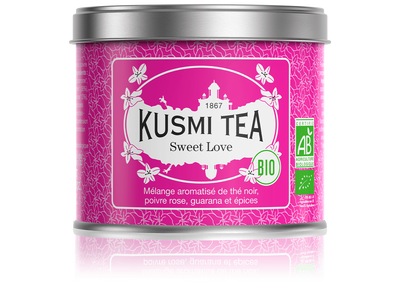 Kusmi, Sweet Love, thé noir Bio, en boîte ou sachets
