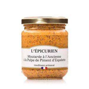 Moutarde à l'Ancienne à la Pulpe de Piment d'EspeletteL'ÉPICURIEN, Moutarde à l'ancienne à la pulpe de piment d'Espelette