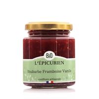 Confiture Rhubarbe Framboise Vanille BioL'ÉPICURIEN, confiture rhubarbe framboise vanille bio