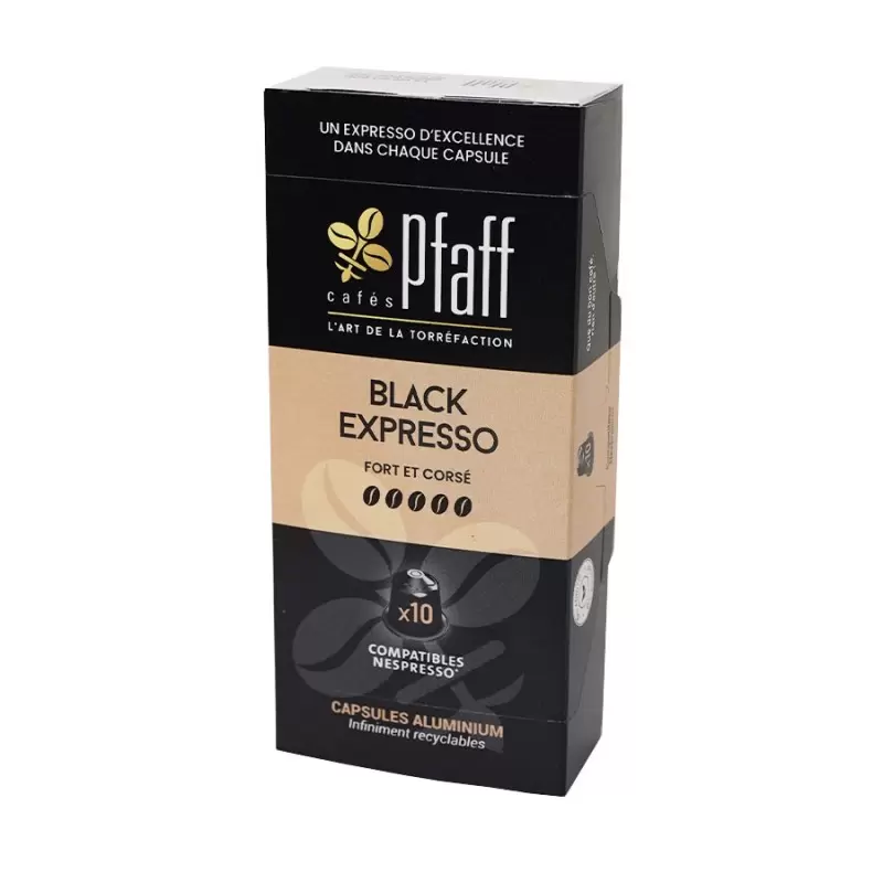 PFAFF Capsules compatibles nespresso Black Expresso boite de 10