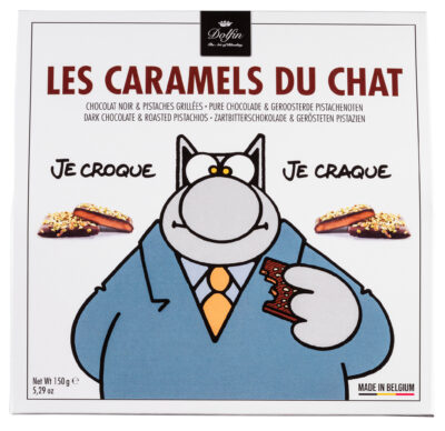 DOLFIN, Les Caramels du Chat, chocolat noir et pistaches grillées