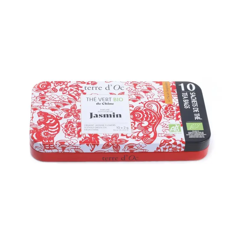 Fleurs de Jasmin thé vert Bio, boite de 10 sachets