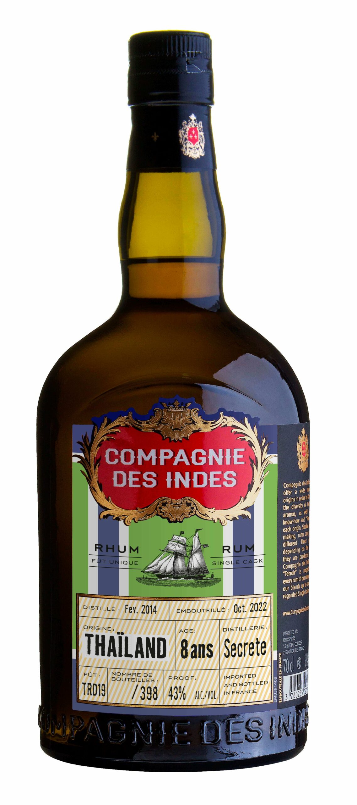 COMPAGNIE DES INDES Rhum Thaïland single cask 8 ans, 43%