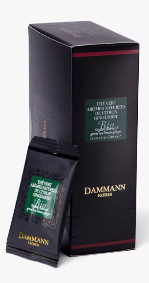 DAMMANN, Citron gingembre thé vert Bio boîte 24 sachets