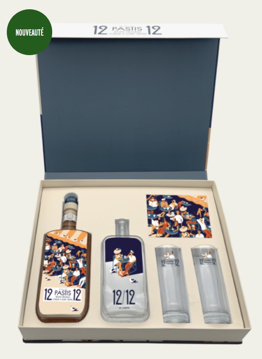 Pastis artisanal 12/12 coffret carafe et 2 verres