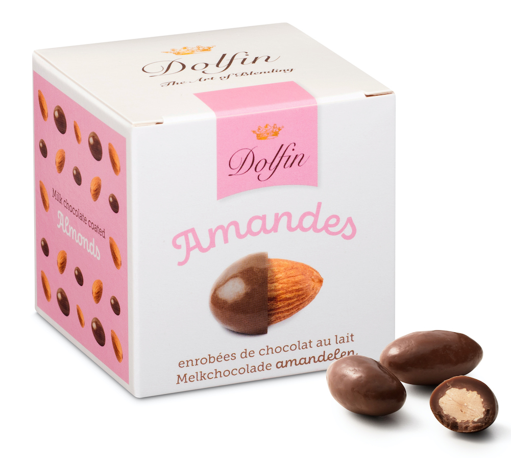 Amandes enrobées de chocolat au lait