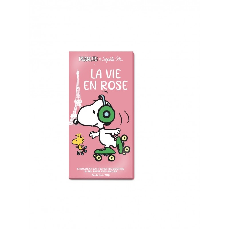 Peanuts tablette chocolat au lait ptits, la vie en rose, 70g