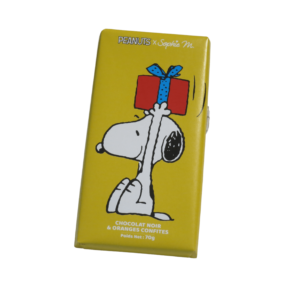 Snoopy tablette Chocolat Noir Oranges confites 70gtablette de chocolat noir orange avec un Snoopy